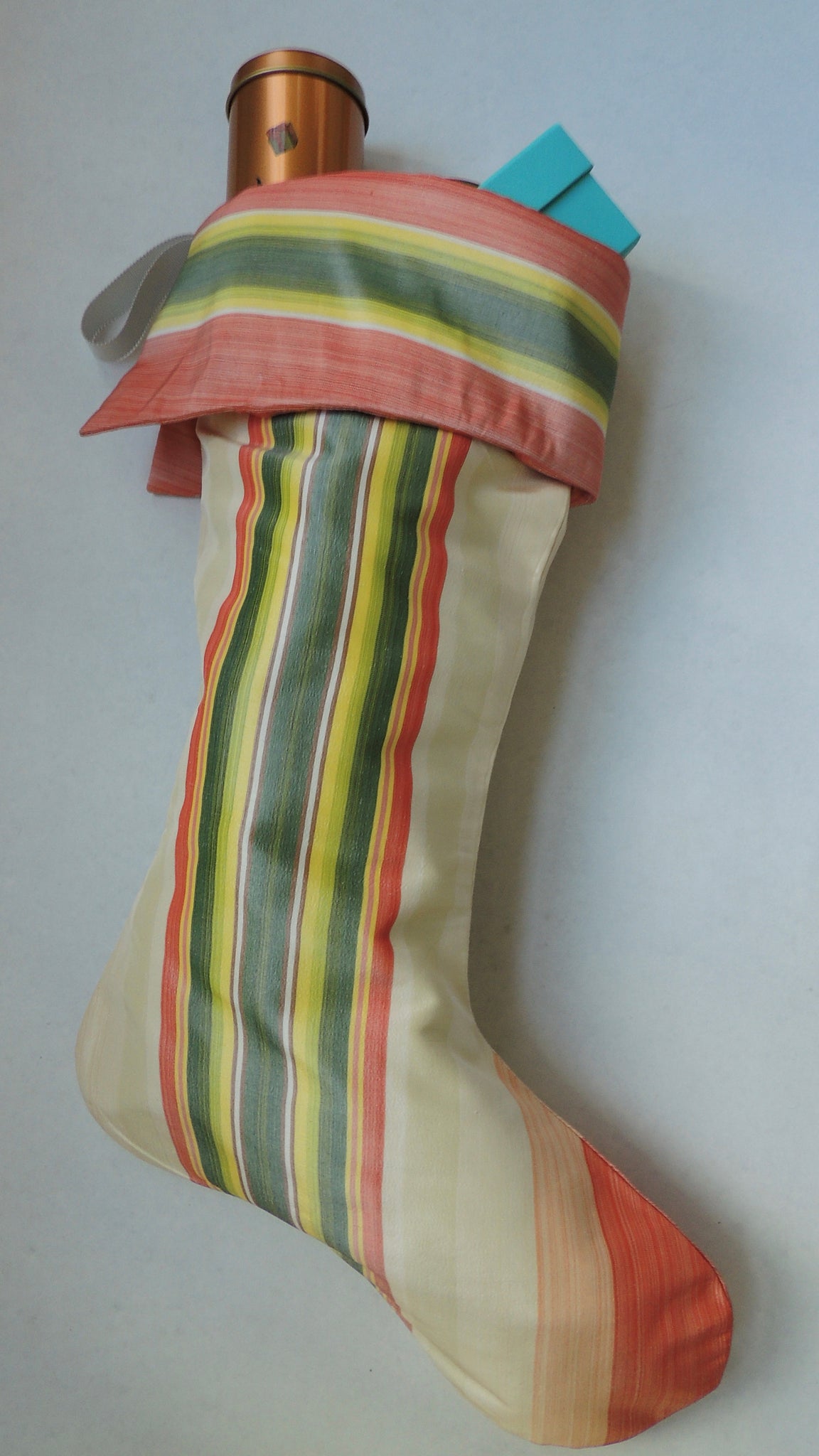 Candy-Striped Silk Taffeta Christmas Stocking