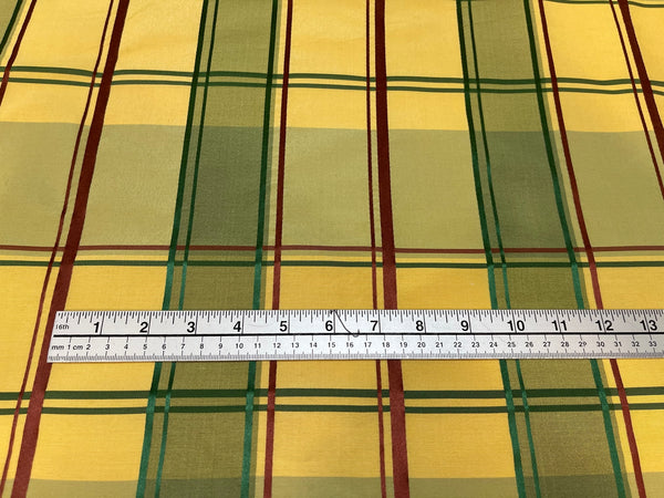 Red, Green, Yellow Plaid Fabric by Beacon Hill with Ruler