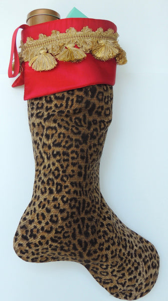 Leopard print Christmas stocking