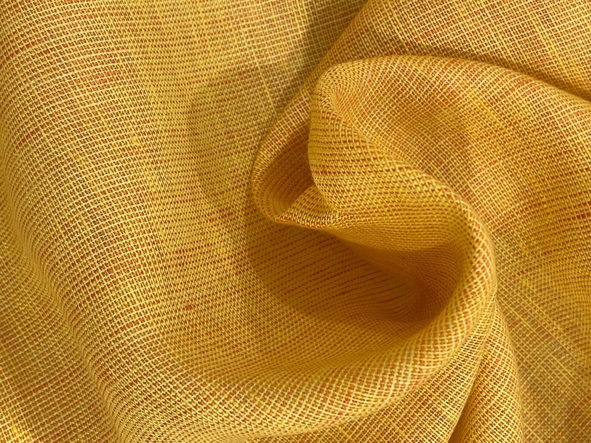 Two Tone Linen Gauze Fabric - Yellow and Coral