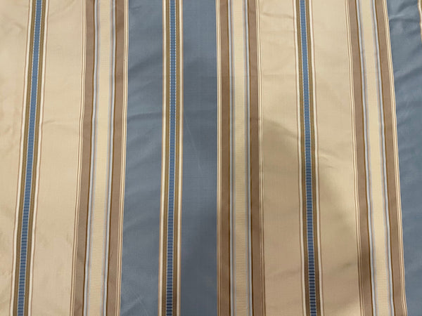 Beacon Hill Silk Ribbon Taffeta Fabric- blue, tan, cream