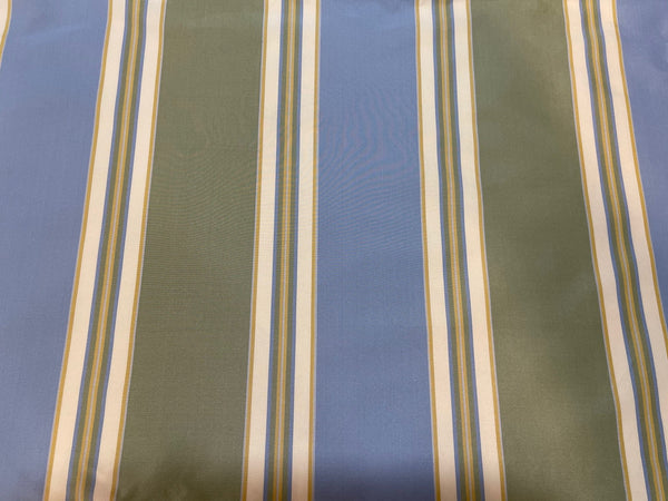 Beacon Hill Striped Silk Taffeta Fabric- blue green gold