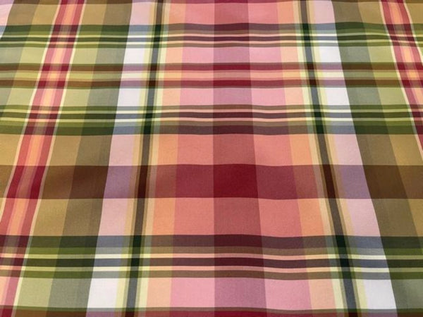 Scalamandre Silk Taffeta Plaid Fabric - Red and Green