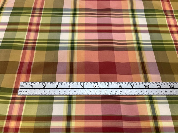 Scalamandre Silk Taffeta Plaid Fabric - Red and Green